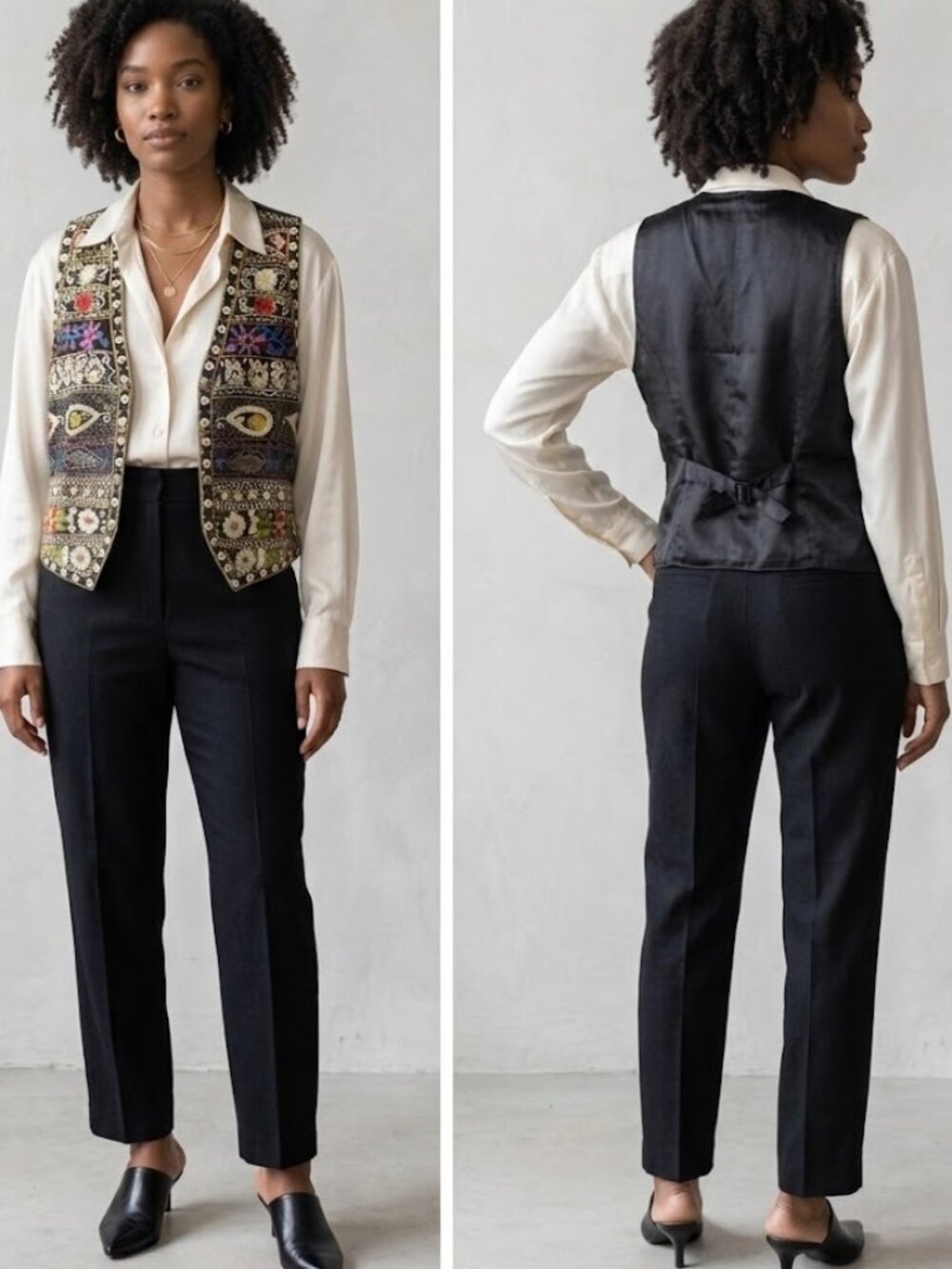 Vintage Fashion Passport Embroidered Bohemian Maximalist Vest Size Medium